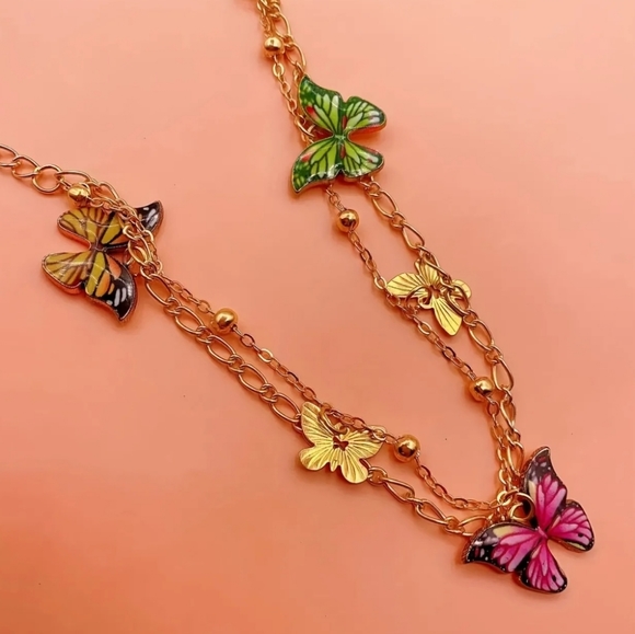 Boho Butterfly Layered Ankle Bracelet - Picture 3 of 8